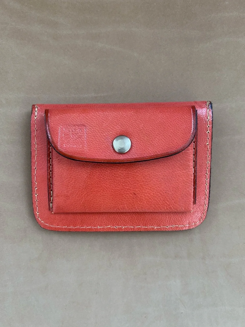 Hand Tooled Mexico Coral Leather Card Coin Case Holder NWOT
